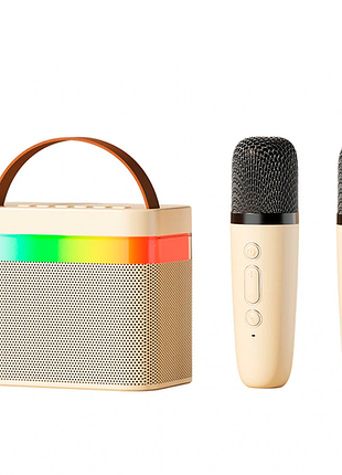 Портативная колонка k18-2 караоке с 2 беспроводными микрофонами, bluetooth, fm, usb/sd и эффектами
