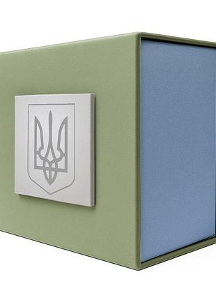 Аксессуары для часов подарочная картонная коробочка для часов зелено-голубая трезуб серебро