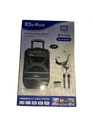 Портативна колонка bt115d (usb, sd, bluetooth, fm, karaoke)