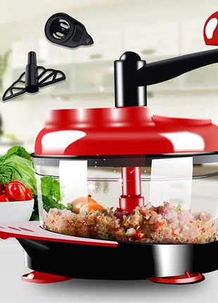 Измельчитель для мяса и овощей, ручной механический кухонный комбайн 1,5л