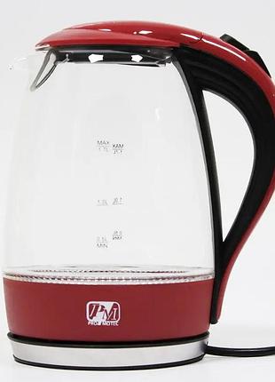 Електричний побутовий чайник promotec pm-810 1.7 л червоний