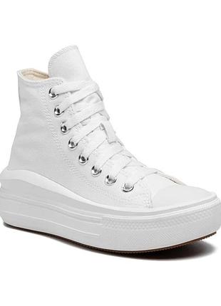 Кеди жіночі converse chuck taylor all star move platform білі, розмір 37.5, довжина устілки 24.5 см, матеріал текстиль