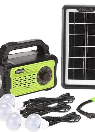 Портативная солнечная станция gdplus gd-8076 13800mah fm-радіо + bluetooth