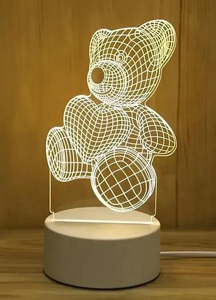 Ночник lamp 3d-10 мишка с сердцем