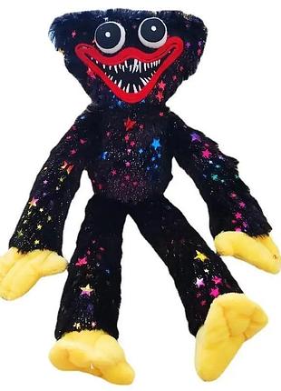 Мягкая игрушка блестящий хаги ваги huggy wuggy с липучками на руках 45 см черный