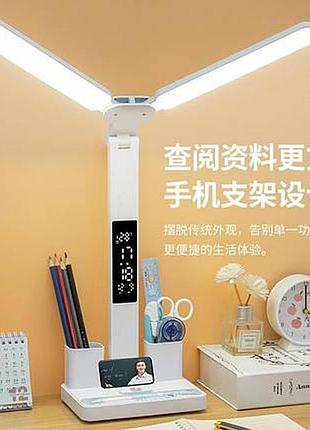 Лампа настольная led (877) (с часами) (аккумулятор)