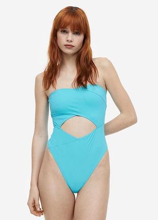 Жіночий закритий купальник блакитний m l суцільні купальники h&m бандо для відпочинку l