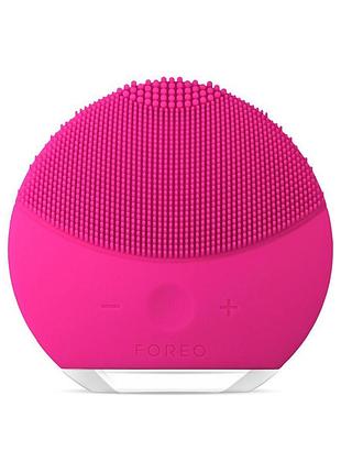 Силіконова щітка-масажер для очищення обличчя foreo luna mini 2 малинова
