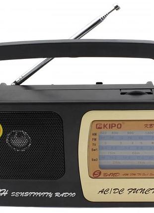 Радіоприймач kipo kb-408 ac потужний радіо fm c usb живлення від батареї r20 або від мережі чорний