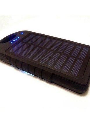 Внешний акумулятор power bank 10000 mah на солнечной батарее c led фонарем