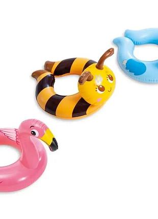 Надувной круг intex animal split rings ø55 см | фламинго / коала / пчелка | для детей 3–6 лет