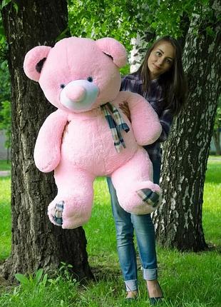 Великий плюшевий ведмедик рожевий "барні" 130 см, великий м'який плюшевий ведмідь 1.3 м