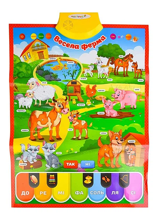 Плакат уч. "весела ферма" арт. pl-719-25 укр. плакат, батар.,/плакат 45*60см/ короб. 46,5*3*21,5 см