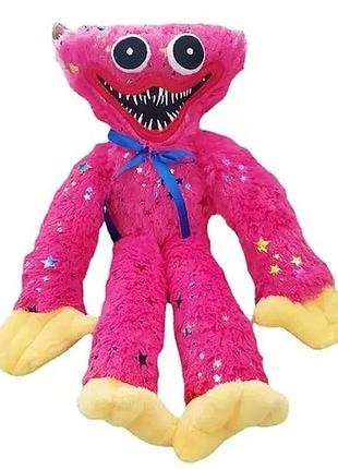 Мягкая игрушка блестящий хаги ваги huggy wuggy с липучками на руках 45 см розовый
