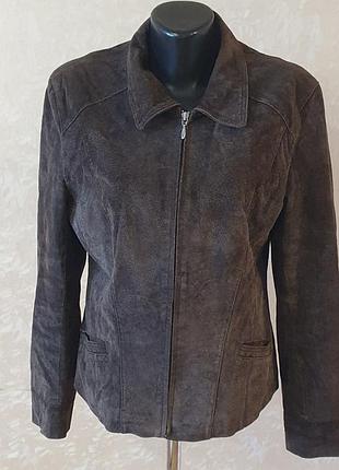 Жіноча натуральна замшева куртка ws leather коричнева шоколадна, розмір 42 (xl)