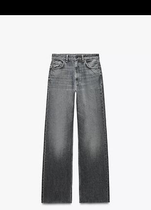 Джинси жіночі zara wide leg high rise сірі 36