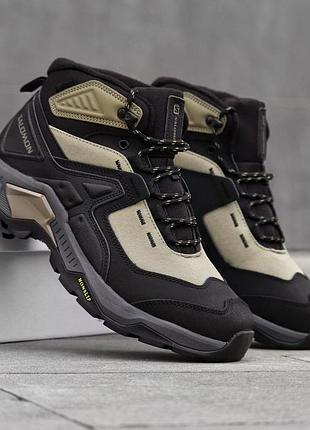 Мужские кроссовки salomon gtx cordura хаки модные комфортные ботинки из кожи и замши на зиму саломон гтх кордура