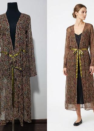 Роскошный шелковый кардиган/накидка avoca (ирландия) в бохо-стиле – 100% шелк, 2 /м