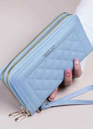 Кошелек женский 10*20*4см 836-2 голубой экокожа тм китай