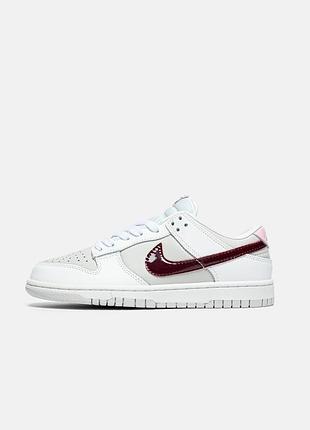 Nike sb dunk low sail burgundy crush | стильні шкіряні кросівки | 36–41