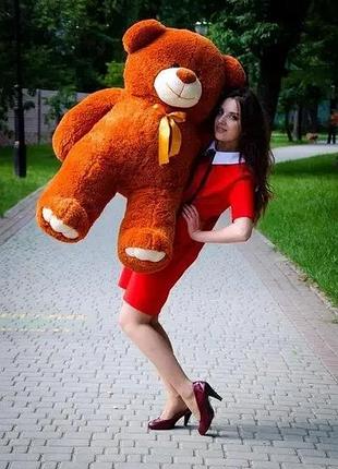 Великий плюшевий ведмедик коричневий "ветлі" 130 см, великий плюшевий ведмідь, велика м'яка іграшка 1.3 м