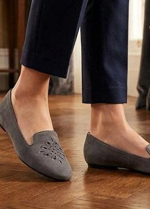Балетки з штучної замши з вишивкою бренду clarks 🦋
замір по устілці -24.5 см
розмір-39.