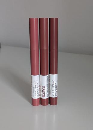 Помада-карандаш maybelline super stay ink crayon, оттенки 15, 100, 105
