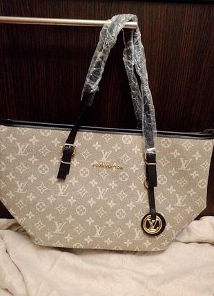 Шопер жіночий louis vuitton бежевий з чорним