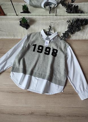 Новый комбинированный свитер р xl