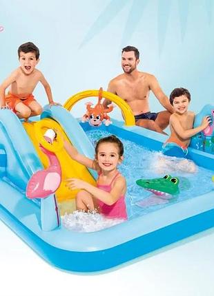 Надувний ігровий центр intex 57161 "пригоди в джунглях" (244x198x71 см) гірка, фонтан