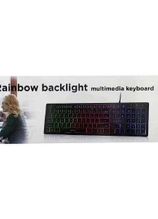 Клавиатура проводная kb-uml-01-ua rainbow usb черный тм gembird