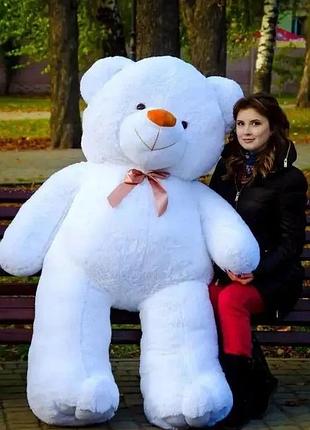 Большой плюшевый мишка белый "томми" 200 см, большой плюшевый медведь, большая мягкая игрушка 2 м