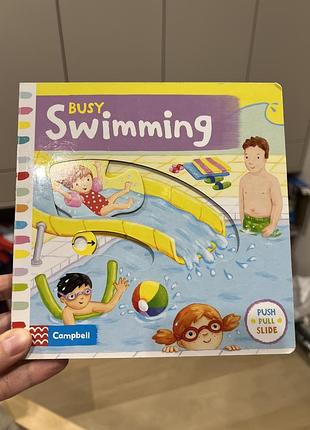 Книга англійською busy swimming (картон, campbell)