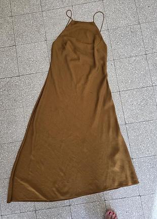 Сукня міді жіноча massimo dutti коричнева, розмір 38
