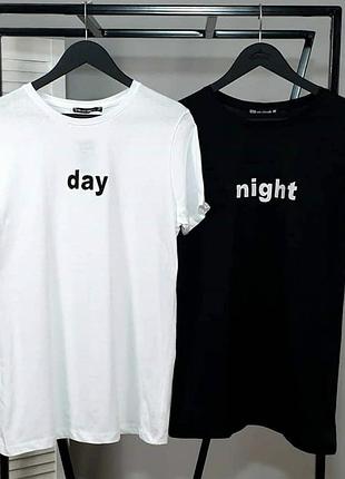 Чоловіча футболка 100% бавовна з написом — day/night