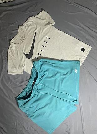 Спортивний костюм чоловічий nike з футболкою та шортами, білий, бірюзовий