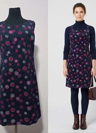 Laura ashley платье сарафан  из микровельвета тёмно-синее со снежинками uk12/eur38/usa8