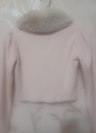 Кофточка укороченная с мехом,макаронная,новая,брендовая, стильная, мягкая, комфортная,ворот мах отстегивается, на пуговицах, без подкладки,турция 4
