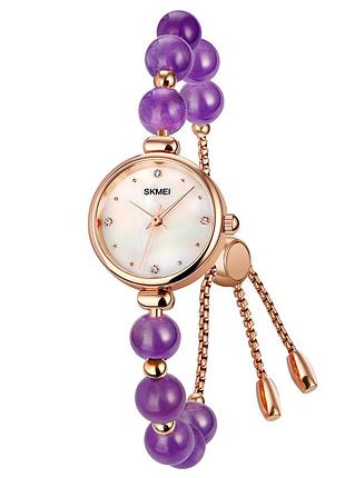 Женские часы skmei 1983pl purple тонкий браслет с камнями
