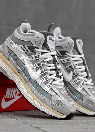 Мужские кроссовки nike p-6000 серые зимние кроссы с мехом высокого качества найк повседневная обувь на зиму