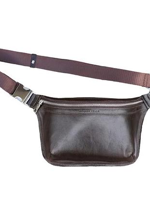 Кожаная сумка напоясная grande pelle 743620 коричневая