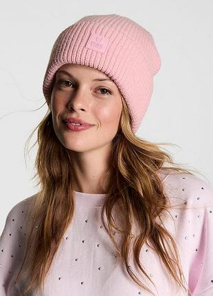 Шапка жіноча victoria's secret pink в'язана акрилова рожева