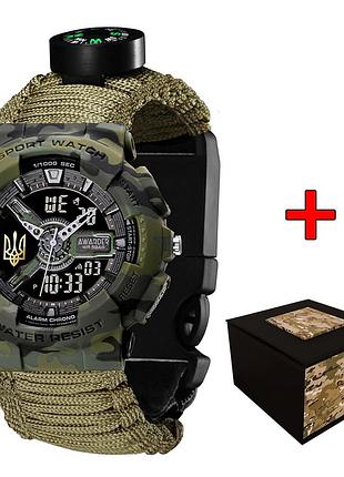 Мужские часы awarder 005 тризуб золото camo green паракордовый ремешок army green