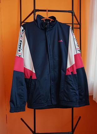 Diadora 46 | темно-синя спортивна куртка colorblock
diadora track jacket navy pink white 46