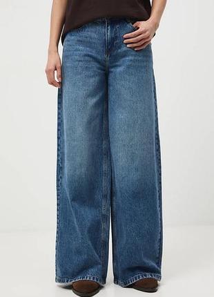 Джинси жіночі wide leg блакитні з бавовни