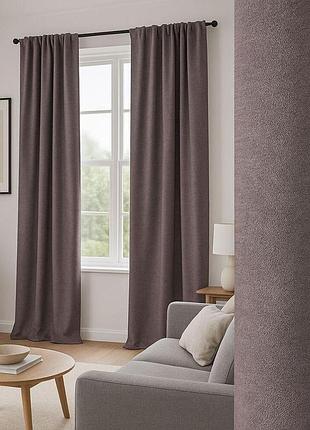 Комплект штор 2 шт 150х260 см, soft velvet штори, гардини, портьєри на шторній тасьмі сіра