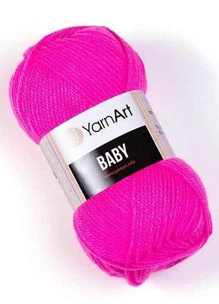 Пряжа baby рожевий неон 100% акрил 150м 50г 5шт/уп 174 тм yarnart