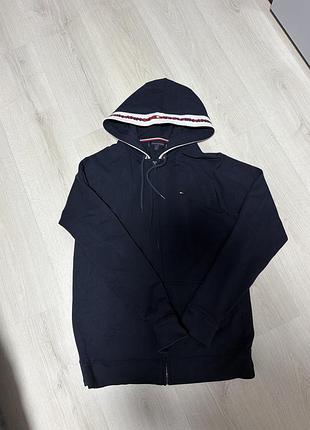Худі чоловіче tommy hilfiger на блискавці, темно-синє
