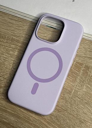 Чохол для iphone 16 pro з magsafe, світлий фіолетовий матовий силікон з м’якою підкладкою silicone case