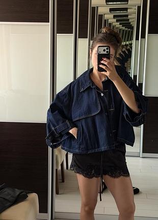 Тренч zara темний джинс